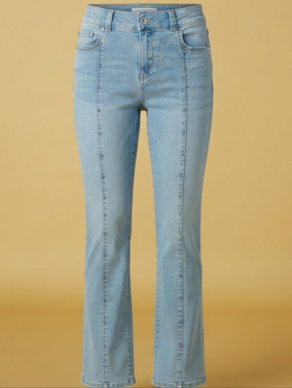 Victoria K Light Blue Straight Leg Jeans with Side Stud Trim
